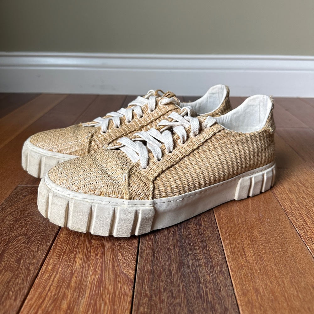 Farm Rio Straw Platform Sneakers US 9.5 Low Top Rattan Raffia Straw Lug Sole